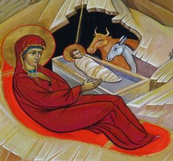 Nativity Icon, the Virgin with Christ in the manger