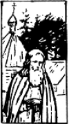 Menaion August 9 - Line Drawing of St. Herman of Alaska