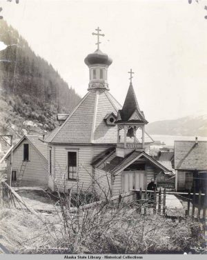 St. Nicholas Orthodox Church, 1894 Club. Black and white image of St. Nicholas after 1905 (the belltower is present)